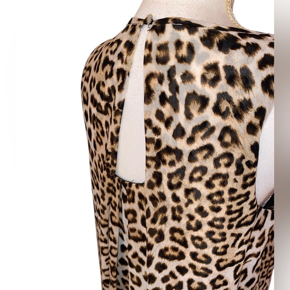 JBS Sleeveless Midi Dress Leopard Print Black Gold Tan NWOT in Size 8 - Picture 6 of 7